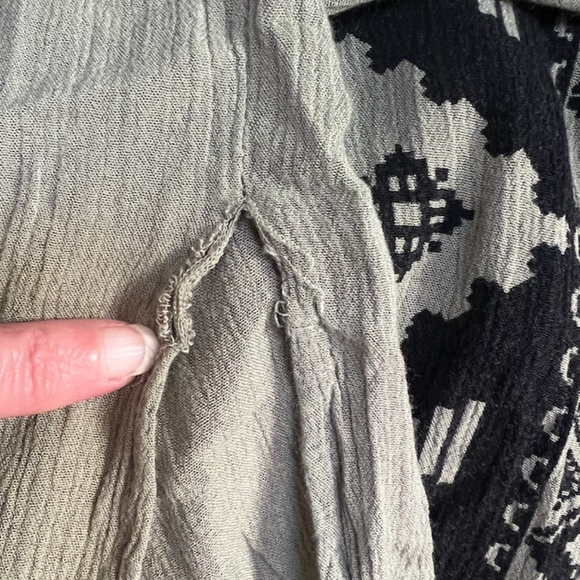 Vintage BoHo HIPPIE CHIC S Moss Green Black Maxi Empire Waist Long Dress - Picture 10 of 12